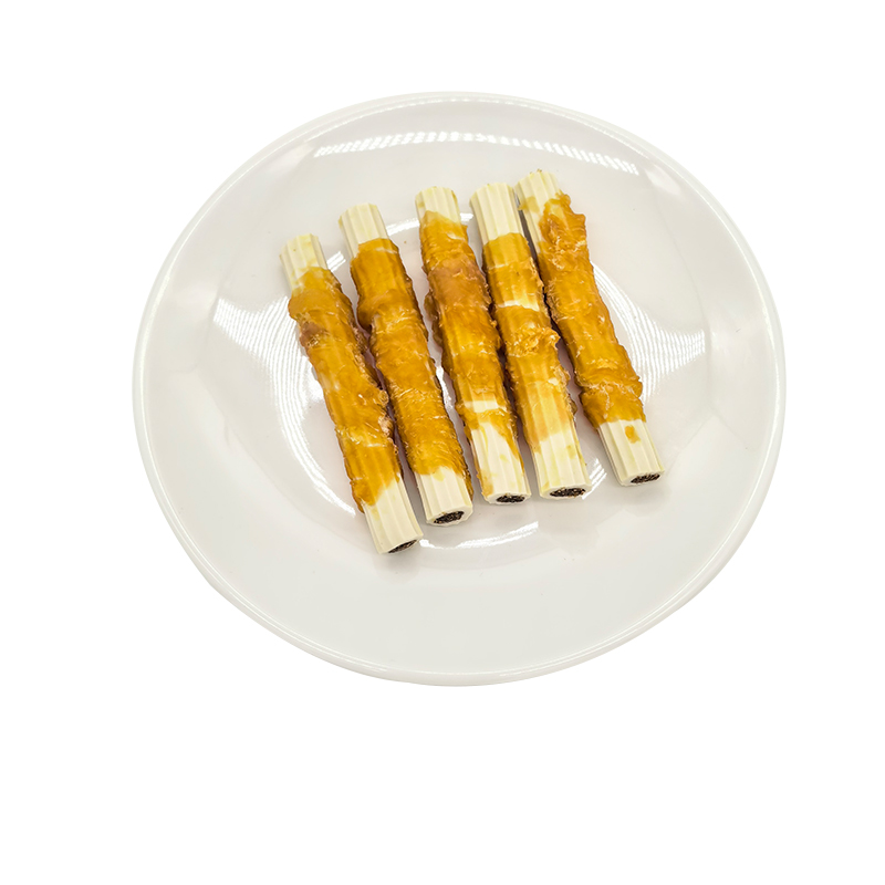 ST005 Collations pour chiens remplies de rouleaux de poulet enveloppés de viande au lait de 6 cm