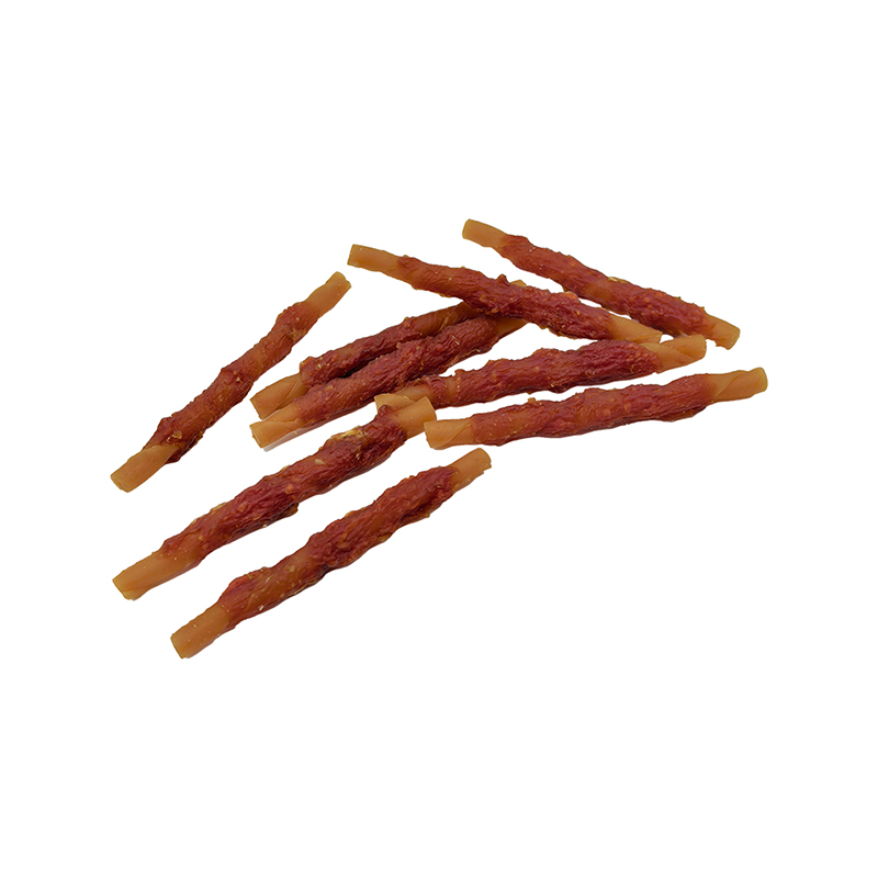 Bâton à mâcher torsadé enveloppé de canard uni – Friandises à mâcher longue durée pour chien (12-12,5 cm)