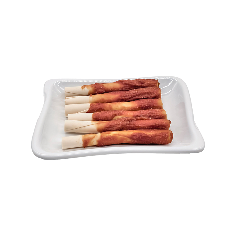 Bâton de friandises roulées creuses pour chien, pâte de canard unicolore