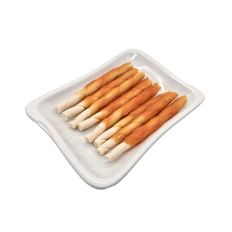 Bâtonnet de friandises roulé pour chien à la pâte de poulet unicolore