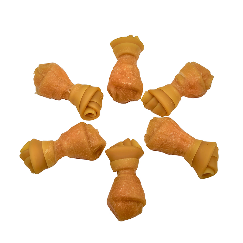 Gâterie pour chien à os noués à la pâte de poulet unicolore