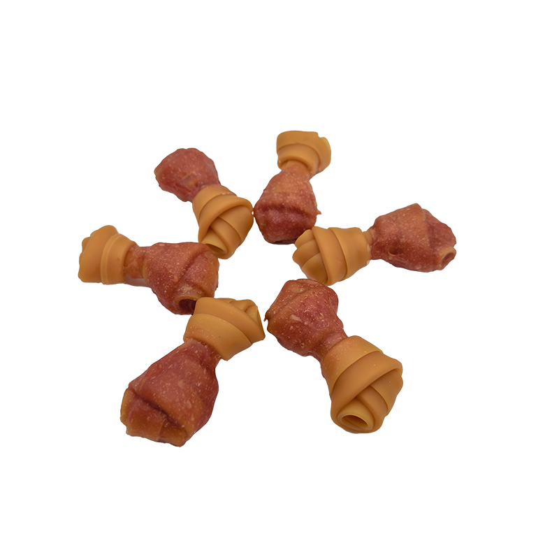 Gâterie pour chien à os noué en pâte de canard unicolore